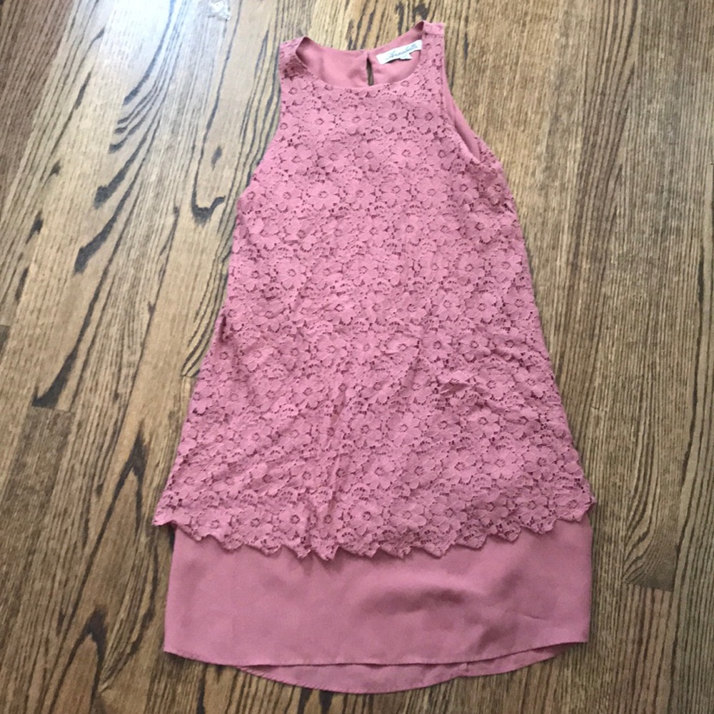 Pink crepe lace dress